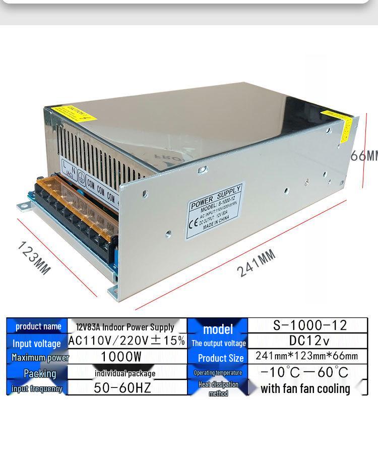 220V To 12V/24V/5V DC Power Supply for LED Strip Lights - 5A/10A/30A, 60W Transformer
