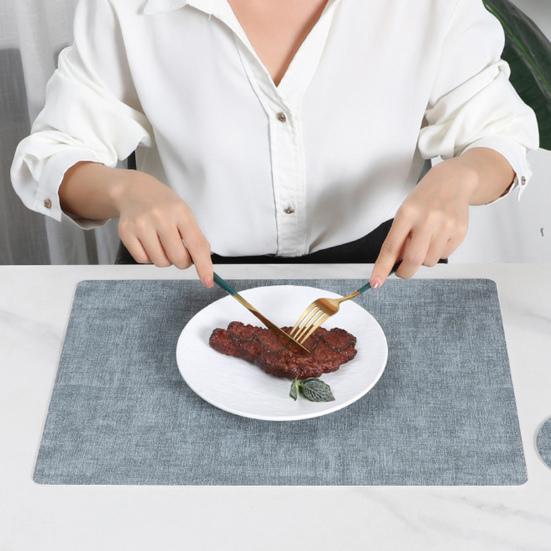 Dual Side Placemat Waterproof Faux Leather Coaster Placemat Solid Color Heat Insulation Pad