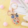 Owl Keychain with Enamel Accents Sparkling Rhinestone Car Key Ring for Women Wisdom Symbol Pendant for Bags Keys
