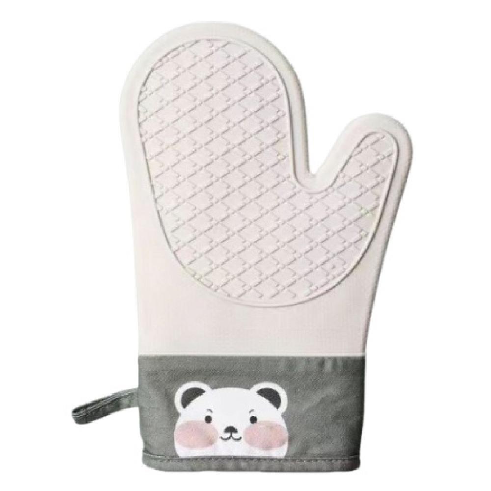 

2Pcs Cartoon Bear Silicone Insulation Gloves Thickened High Temperature Gloves Barbecue 2Pcs Beige