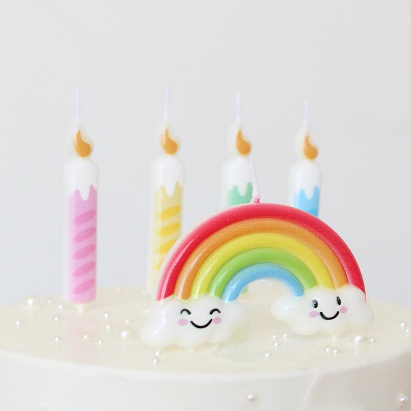 Ins Wind Romance Rainbow Memory Frozen Candle Set Creative Party Baking Like Spiral Colored Candle