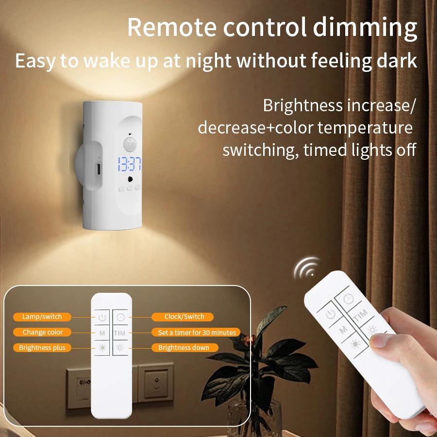 LED Motion Sensor Wall Lamp Dual Head Night Light 3 Color Dimmable Wireless Magnetic Spotlight For Bedroom Closet Stair Lighting