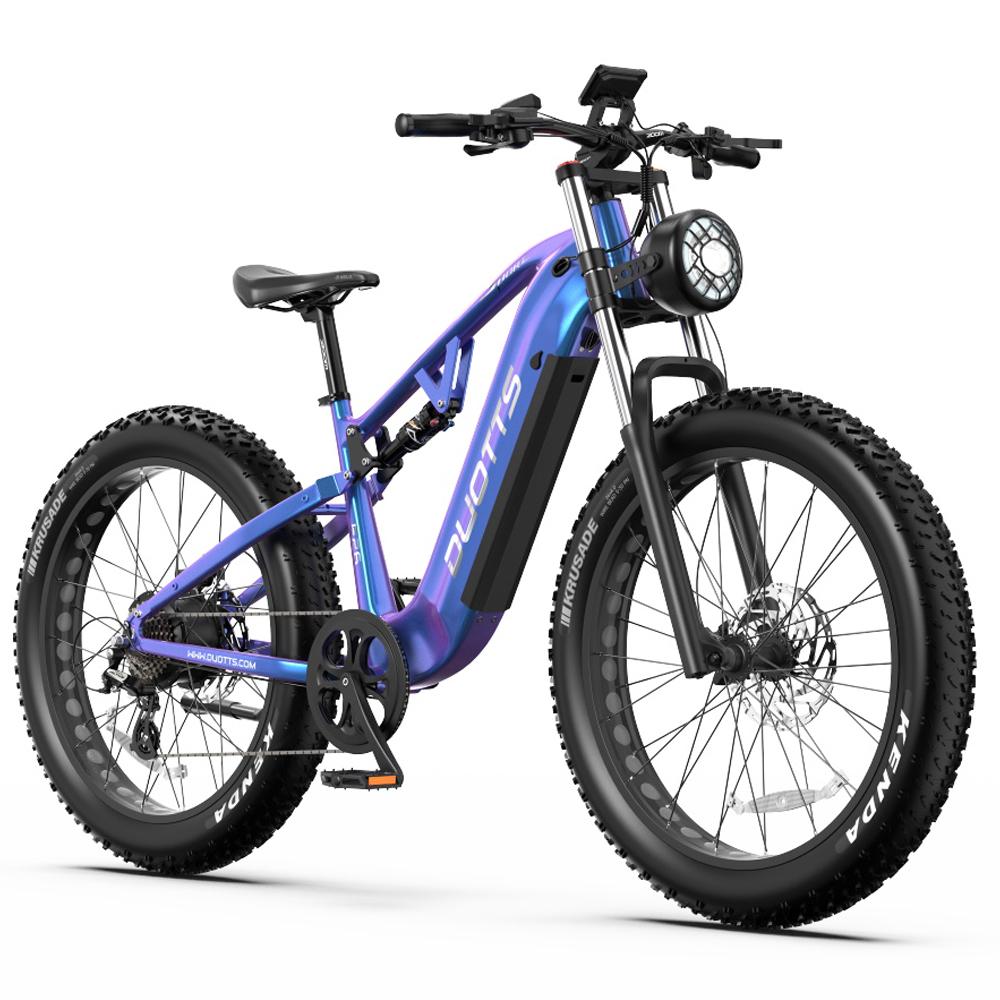 Bicicletta elettrica Duotts E26, motore da 750W, batteria da 48V 20AH, velocità massima 55 km/h, autonomia 120 km, pneumatici da 26x4.0 pollici