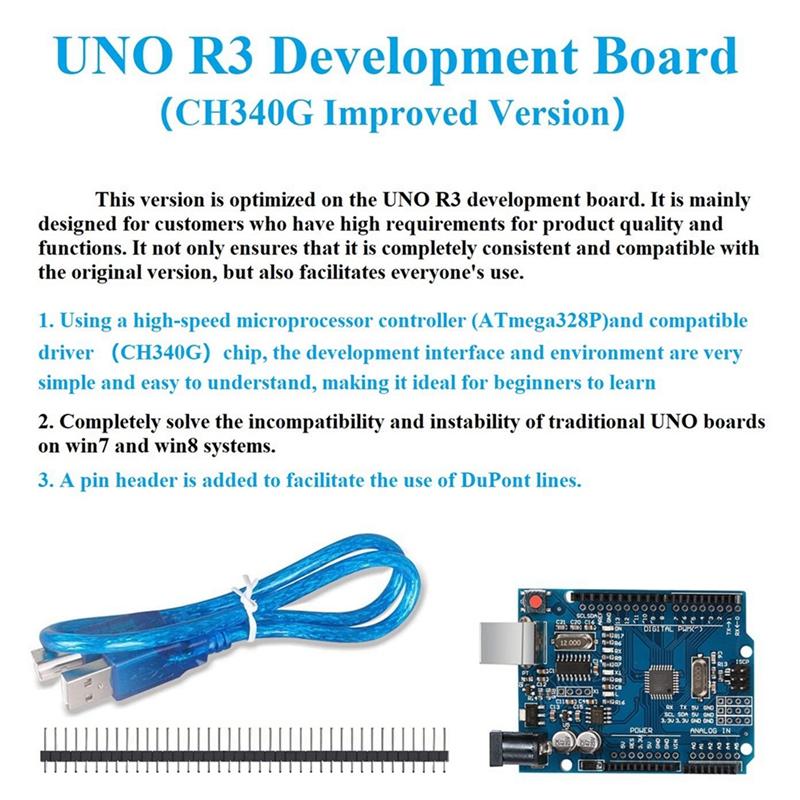 2025 New UNO R3 Motherboard MCU Development Board Module With USB Cable And 2.54Mm Straight Pin Header