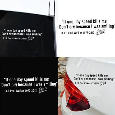 Paul Walker English Sentence Reflective Car Body Window Decals Sticker Decor