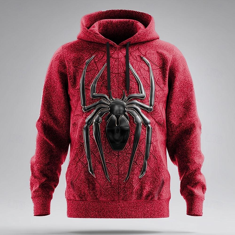 

Men s Spider 3D Hoodie Sweatshirt Cool Party Long Sleeve Crew Neck Streetwear M