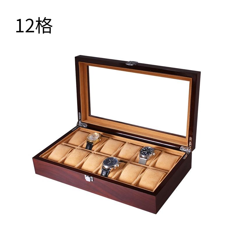 Hochwertige Holz-Uhren-Displaybox mit Mehrfachfächern für 3 bis 20 Uhren, Mahagoni-Finish, Personalisierbare Gravur