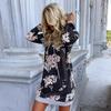 YYFS Damenmode Casual Blumendruck Herbst Winter Langarm Kapuzenpullover Kleider