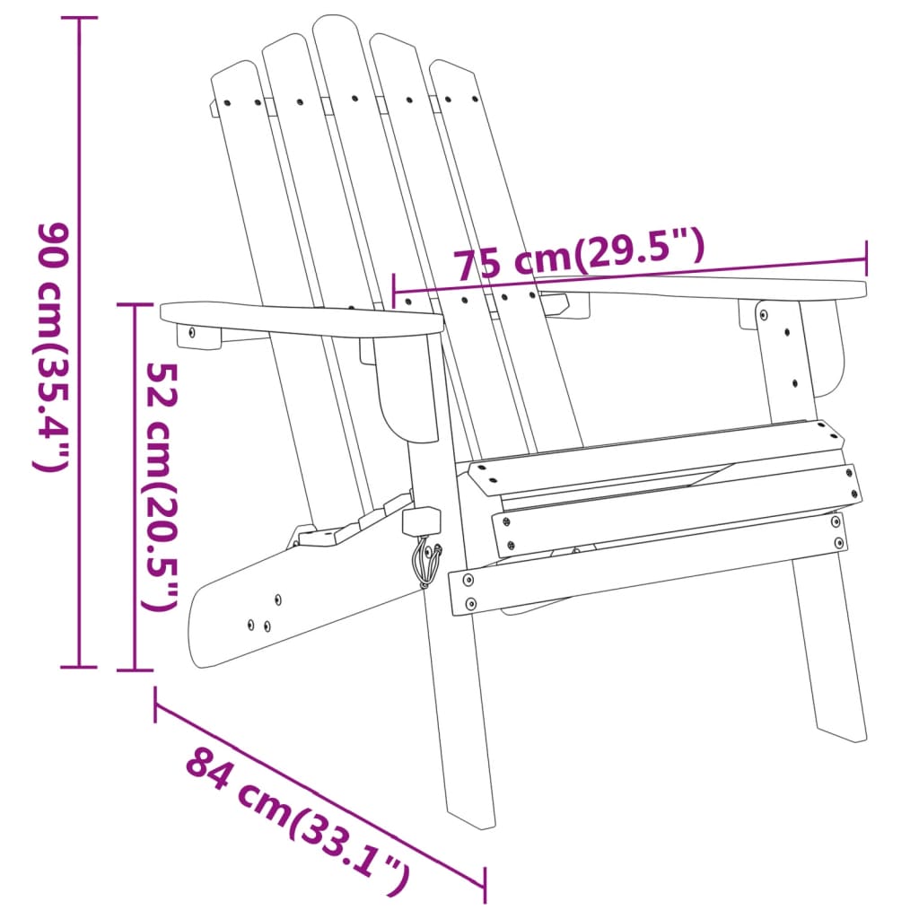 5 piece Garden Lounge Set Adirondack Solid Wood Acacia