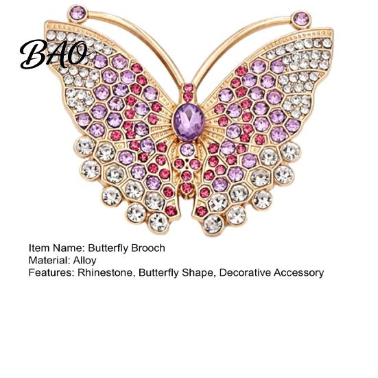 Sweater Brooch Pin Rhinestone Butterfly for Women, Vintage Insect Lapel Pin, Jackets Decorative Accessory Clothes Scarf Shawl Dress Bag Alloy