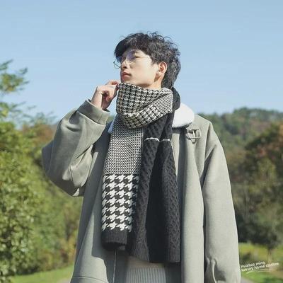 Herren- & Damen Schal im koreanischen Hahnentrittmuster - Dicker Winter-Halswärmer, Perfektes Geschenk für Ihren Freund