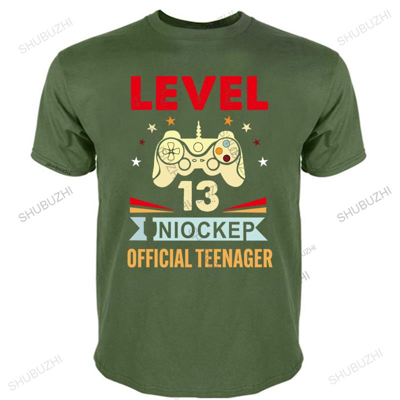 Man Vintage  Cotton Brand Men Tshirt Level 13 Unlocked Official Teenager Mens Short Sleeve Fashion Summer Print Tee-shirt