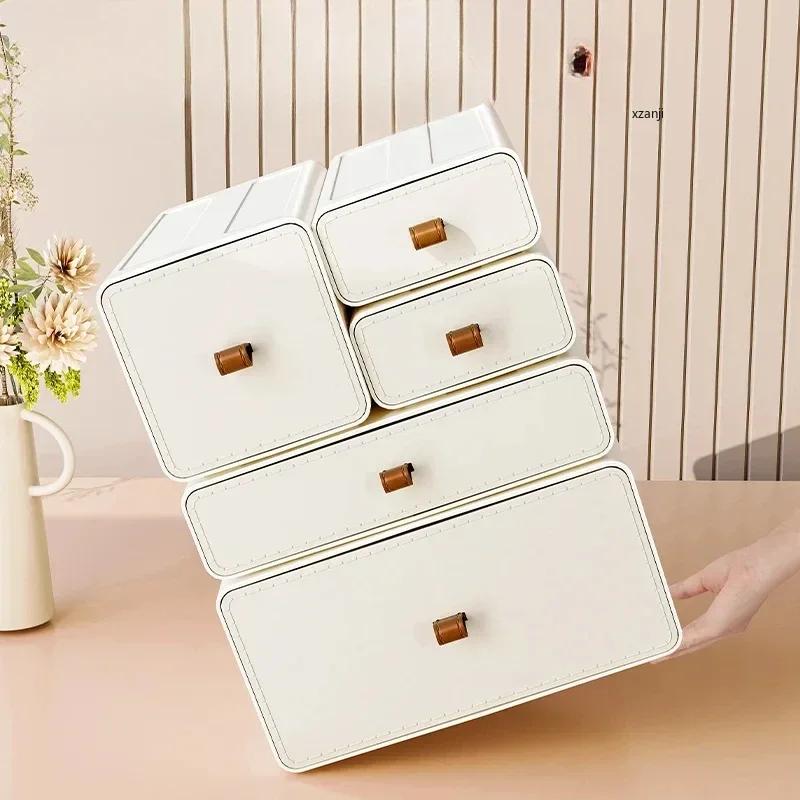 Desktop Storage Box Stackable Office Desk Drawers Organizer and Accessories For Make Up Beauty Supplies Vanity Bathroom