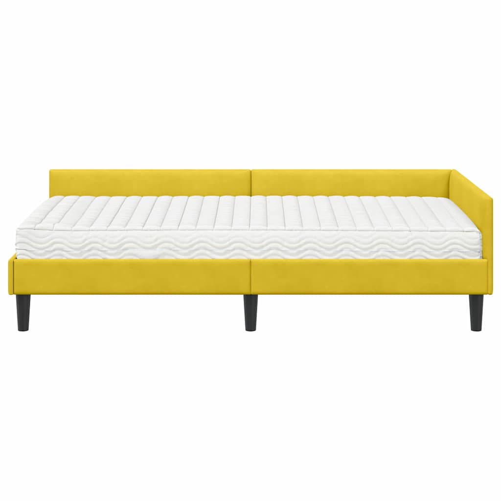 Corner Bed Frame with Mattress Miscellaneous 2 Pcs Yellow Velvet