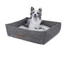 Warm Fleece-Lined Square Pet Bed Dogs Cats Fabric Kennel House In Gray Coffee Plaid Sizes S M L XL
