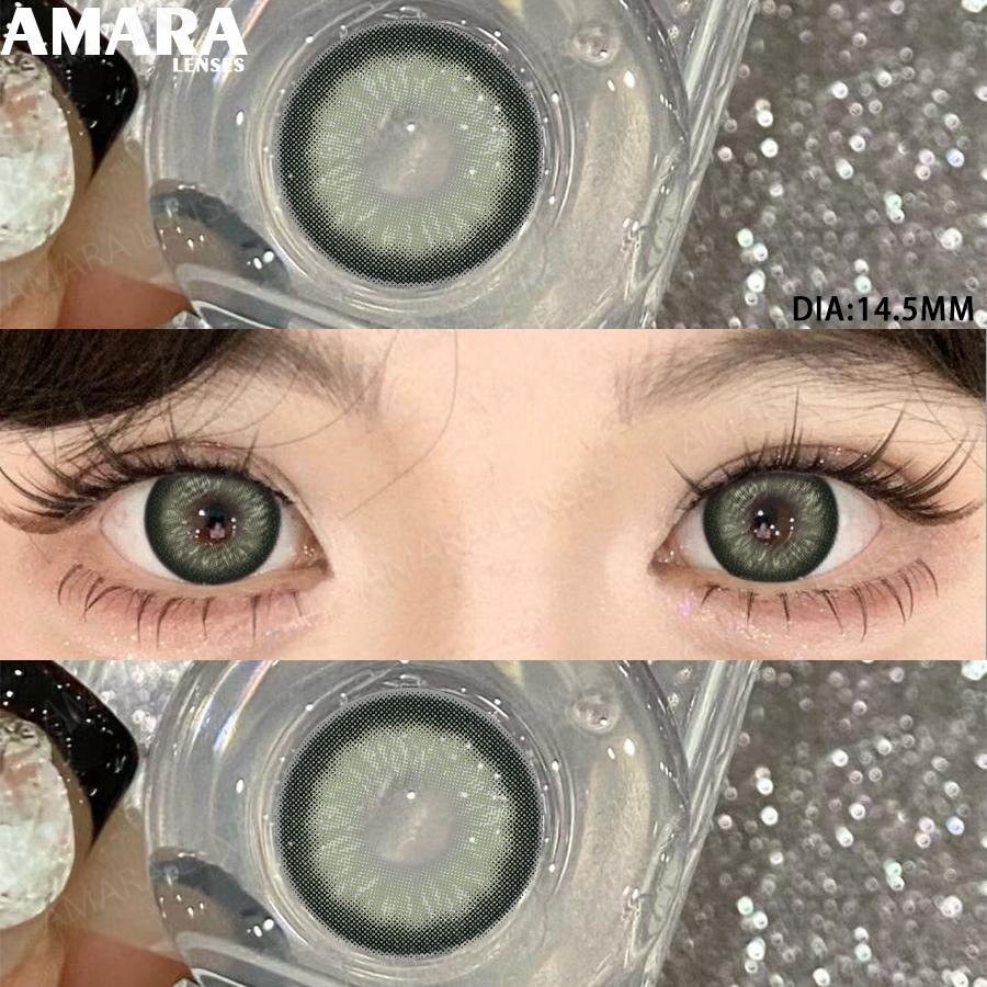 AMARA Fashion Colored Contact Lenses Brown Soft Lenses Beauty Lenses for BIG Eye Green Color Contact Eye Cosmetics Yearly Use