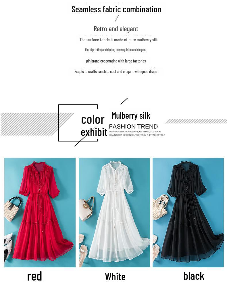 Lace-Up Waist Red Mulberry Silk Fairy Dress