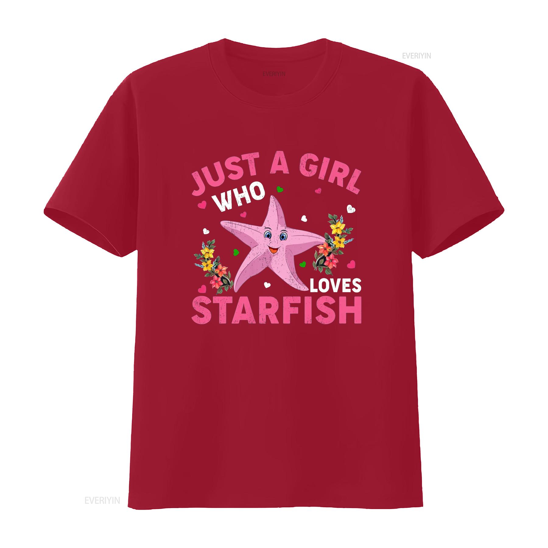 Любительница морских звезд Просто девушка, которая любит Футболка винтажная стираная слегка повседневная с принтом растянутая homme мода S