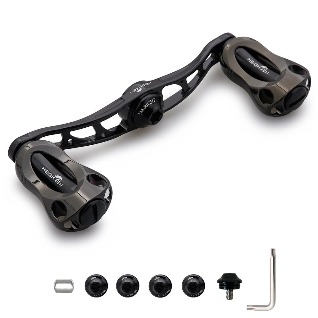 HEIGHTEN Fan Series 88/90/115mm Reel Handle with 22mm Knob for Shimano, Daiwa, and Abu Baitcasting Reels (Black, 90mm) (865)