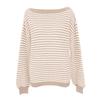 Women's Casual And Stylish Off,the,shoulder Striped Sweater With Dropped Sleeves And A Versatile Pullover Design.