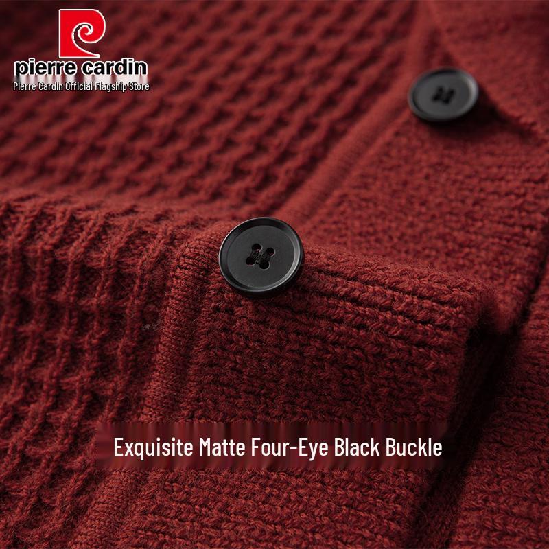 Pierre Cardin Men's 100% Wool Thick Knitted Cardigan