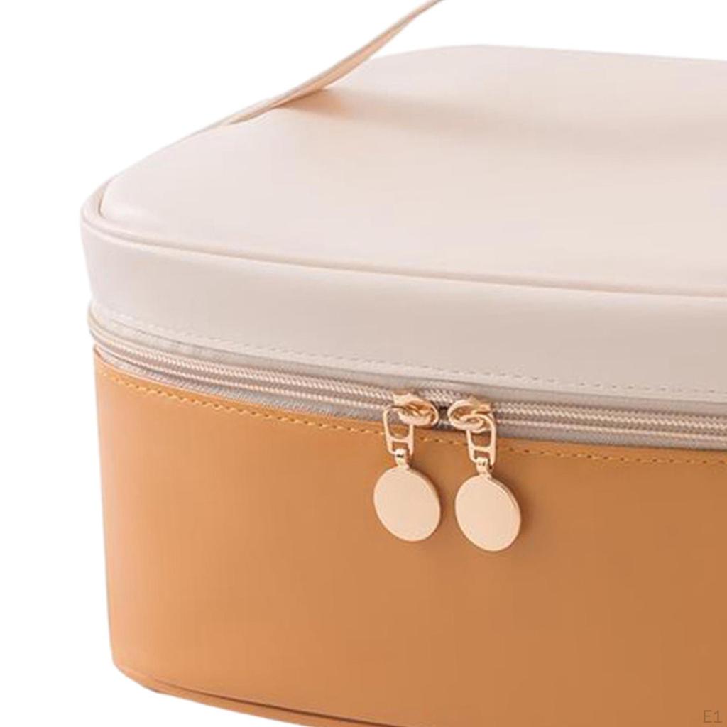 PU Leather Women Makeup Bag with Zipper, Cosmetic Travel Essentials Oil Case