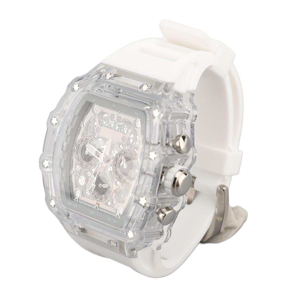 Przezroczysta koperta Zegarek biznesowy Wodoodporny 50M Luminescencyjny Casualowy Fajny Duża tarcza Silikonowy pasek