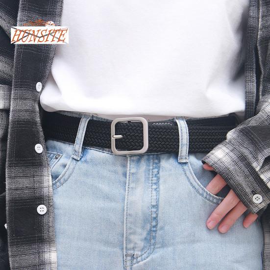 Video su Qual è Cintura elastica nera regolabile intrecciata da uomo con logo personalizzato all'ingrosso con fibbia a spillo