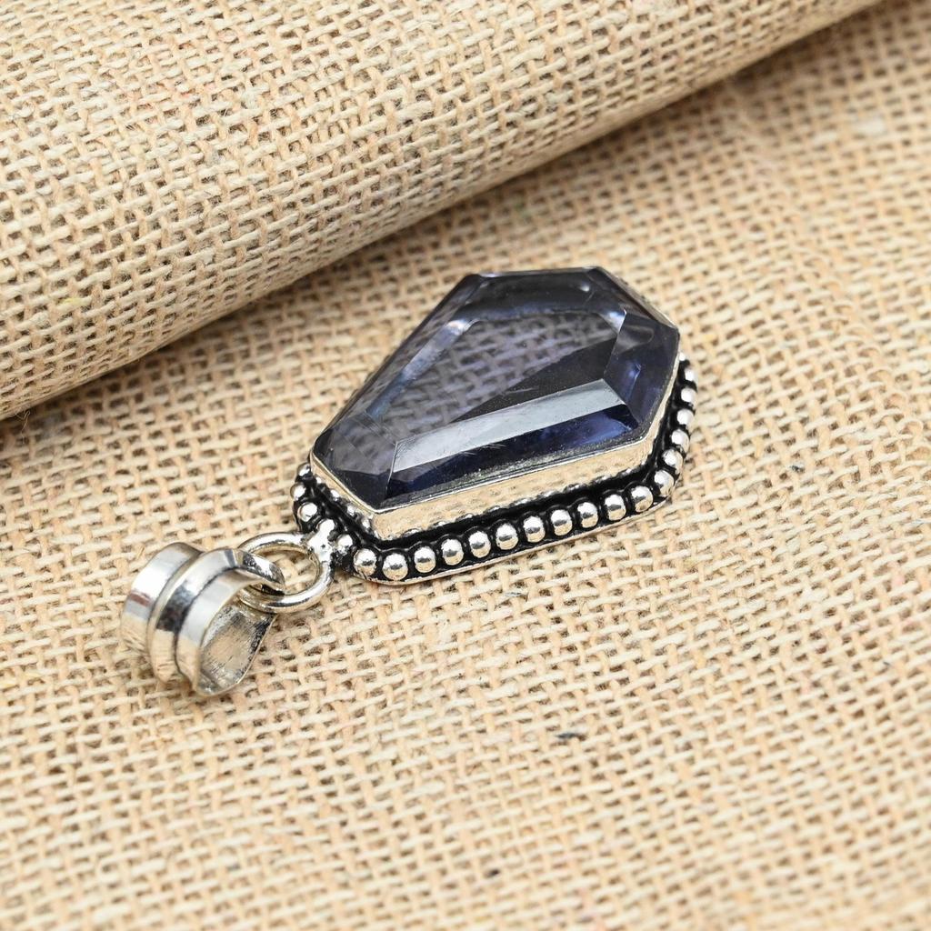 AAA+ Iolite Gemstone 925 Sterling Silver Handmade Designer Jewelry Pendant