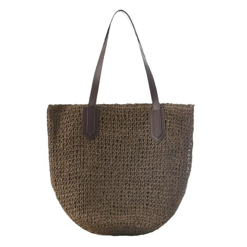 New Summer Single Shoulder Straw Woven Bag Straw Bag Large Capacity Women's Handmade Woven Bag Holiday Beach Bag Tote Women's Bag