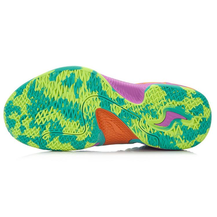 Li Ning Shadow 1 Cloud Cushioning Slip Resistant Coverage Support Mid Top Basketball Shoes Men's Green Yellow Purple ABAL001-1