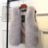 Plus Size Women's Faux Fur Leather Vest - Warm, Slimming, Sleeveless Jacket