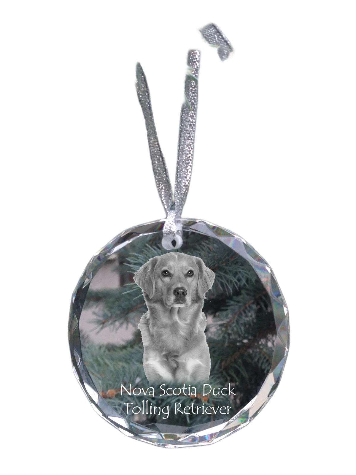 

Nova Scotia Duck Tolling Retriever - crystal bauble with a photo, dog photo in crystal, personalized Christmas tree ornament by Art-Dog brand прозорий