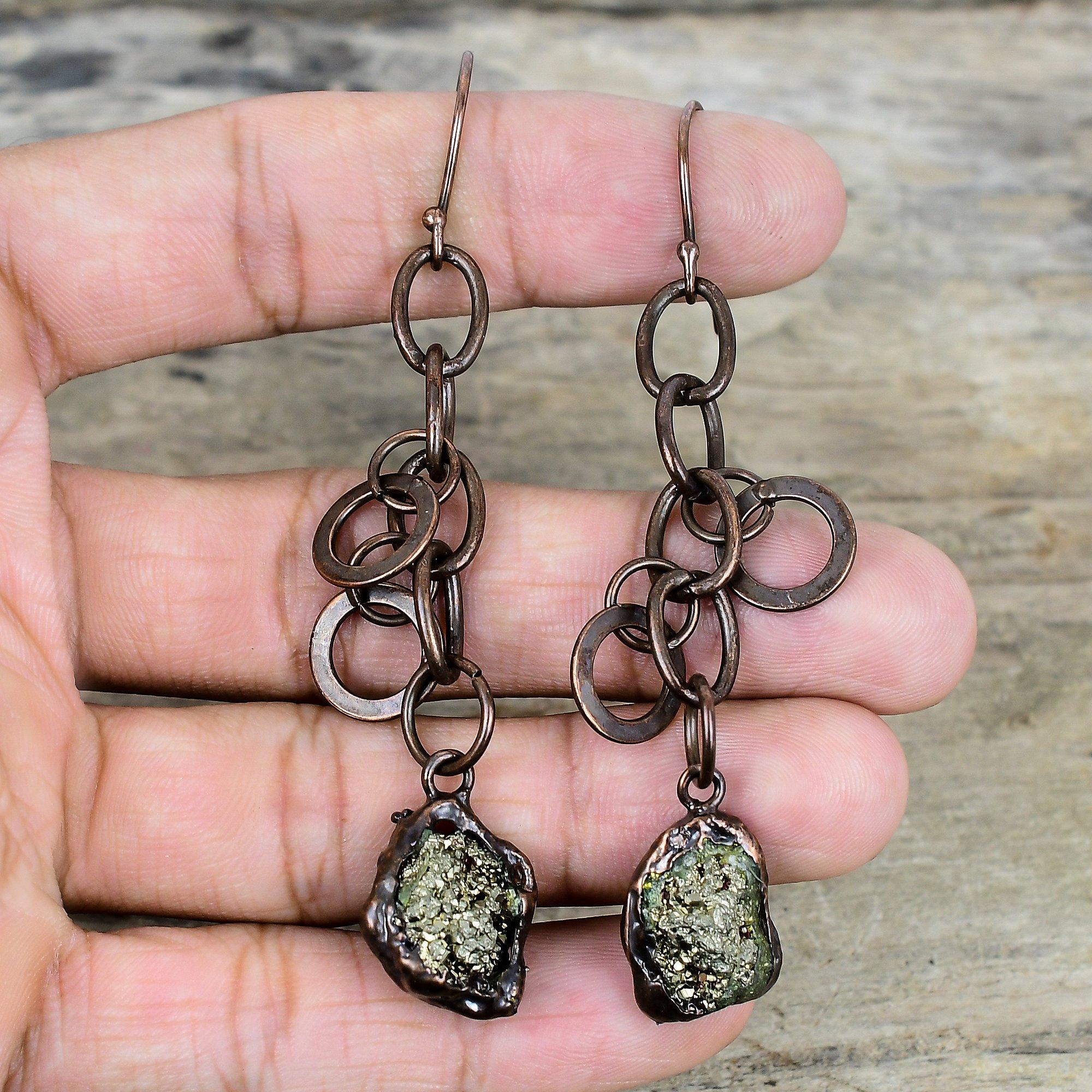 

Пирит необработанный серьга гальванопластика медные серьги драгоценный камень ювелирные изделия уникальная серьга гальванопластика ювелирные изделия подарки для матери серьги ручной работы