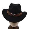 Two-Color Black Top Hat Western Cowboy Hat Ethnic Style Jazz Hat Bull'S Head Tweed Hat Men And Women