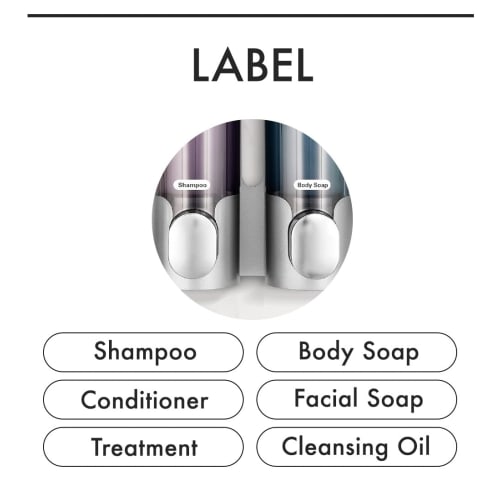 [100,000th Shipment] PREMM Magnetic Shampoo Dispenser, Wall-Mounted (White & Gray, Double 340ml X 2)