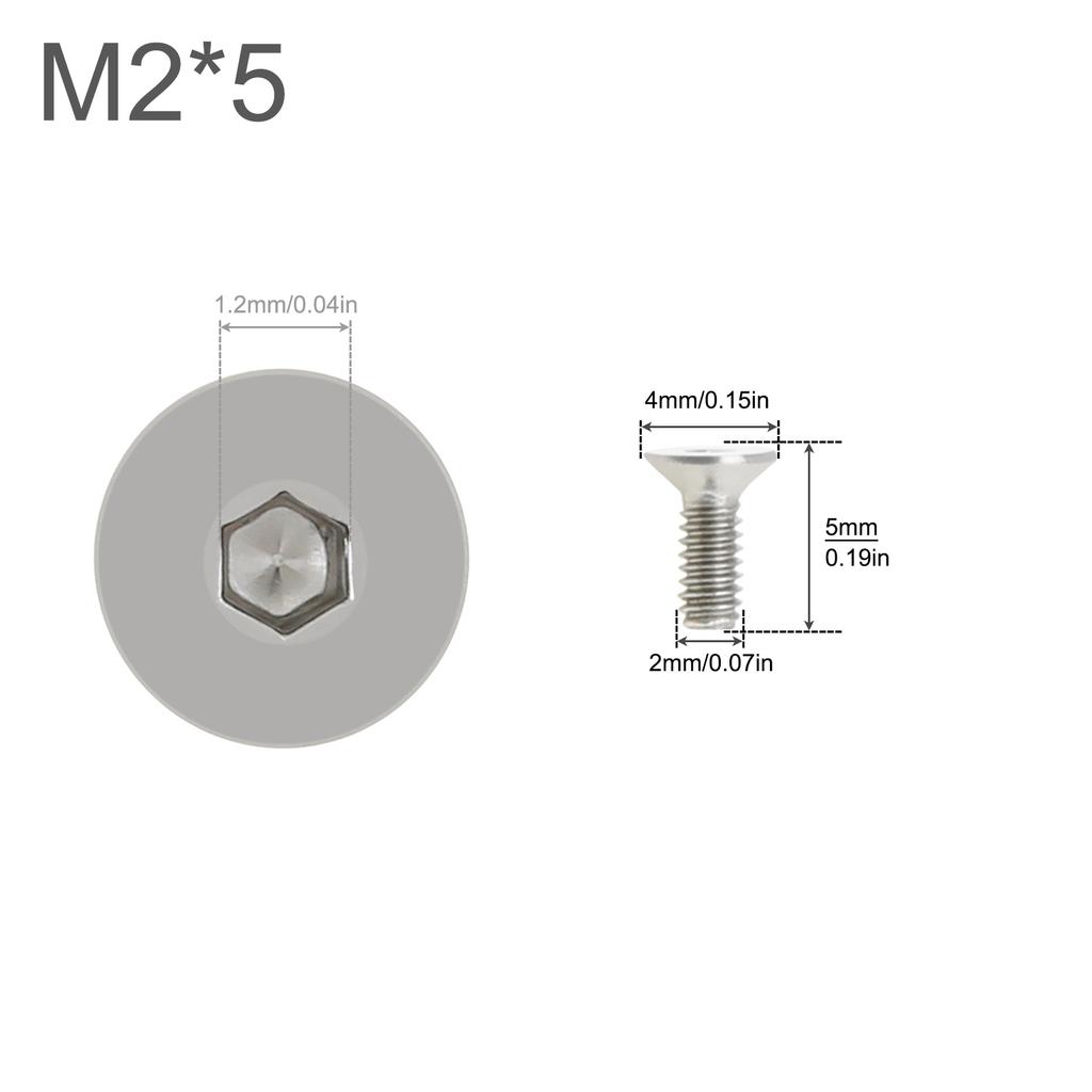 10PCS M2 M3 M4 M5 Silver 304 Stainless Steel Flat Head Hex Hexagon Socket Cap Bolt Countersunk Screw for Parts Replacement / DIY
