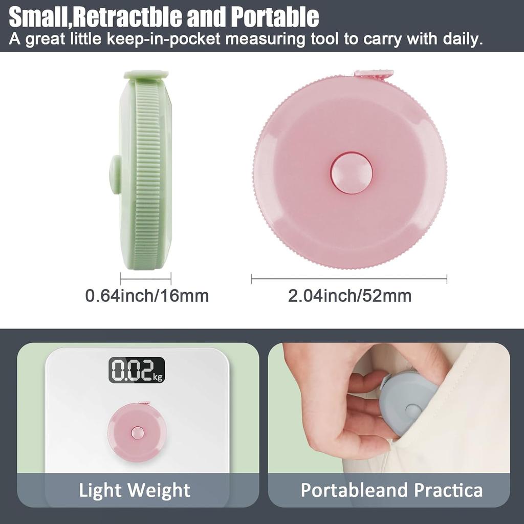 1 Pack Tape Measure Measuring Tape for Body Craft Weight Loss Measurements Retractable 60-inch 1.5 Meter.