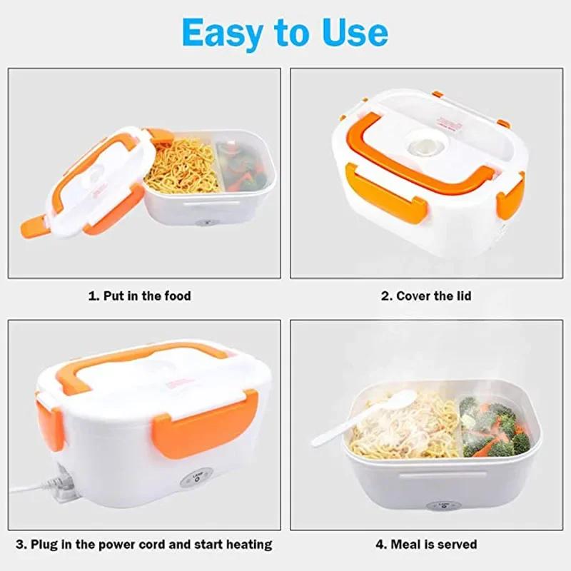 Portable Electric Lunch Box Food Heater Rice Cooker Container Dinnerware Set 12V - 24V 110V 220V Warmer Bento Boxes