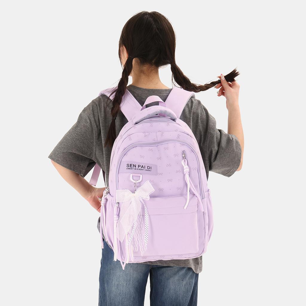 Schoolbag female solid color Harajuku backpack campus style junior high school high school student schoolbag female simple large-capacity backpack