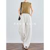 FAESSLIN Women's White Linen Wide-Leg Pants