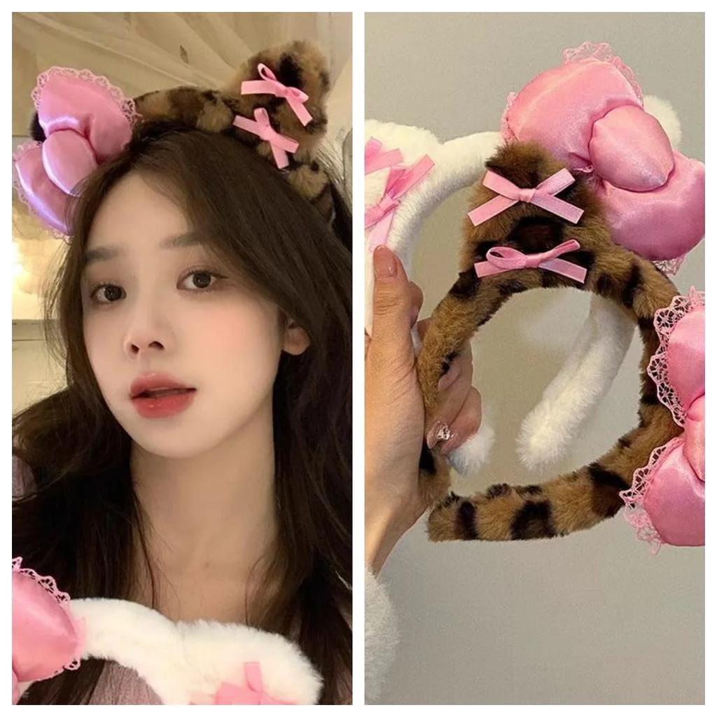 1-20Pcs Hair Band Cute Cat Ears Hair Band with Bow Hair Band for Girls Face Wash Make-up Headband Anti-slip Headband