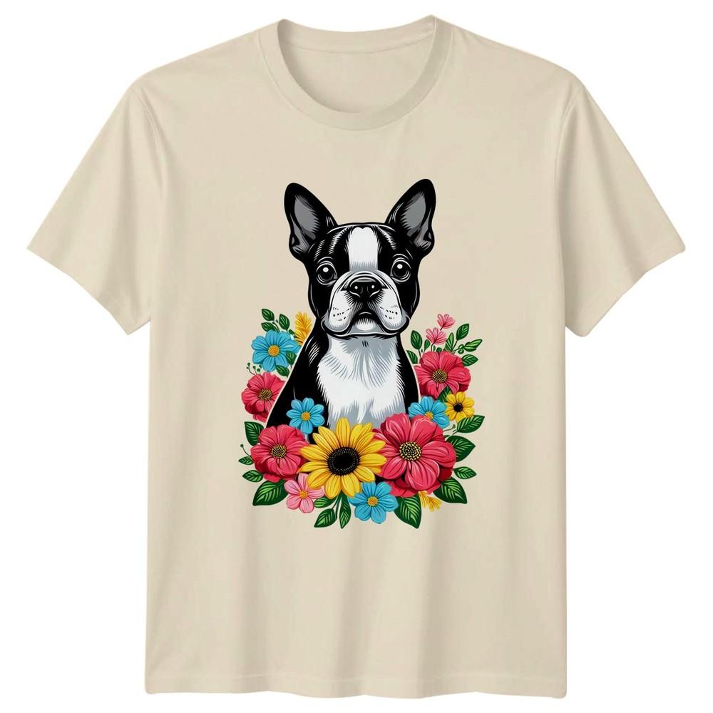 Boston Terrier Dog Floral Unisexs TShirt Boston Terrier Pet Lover