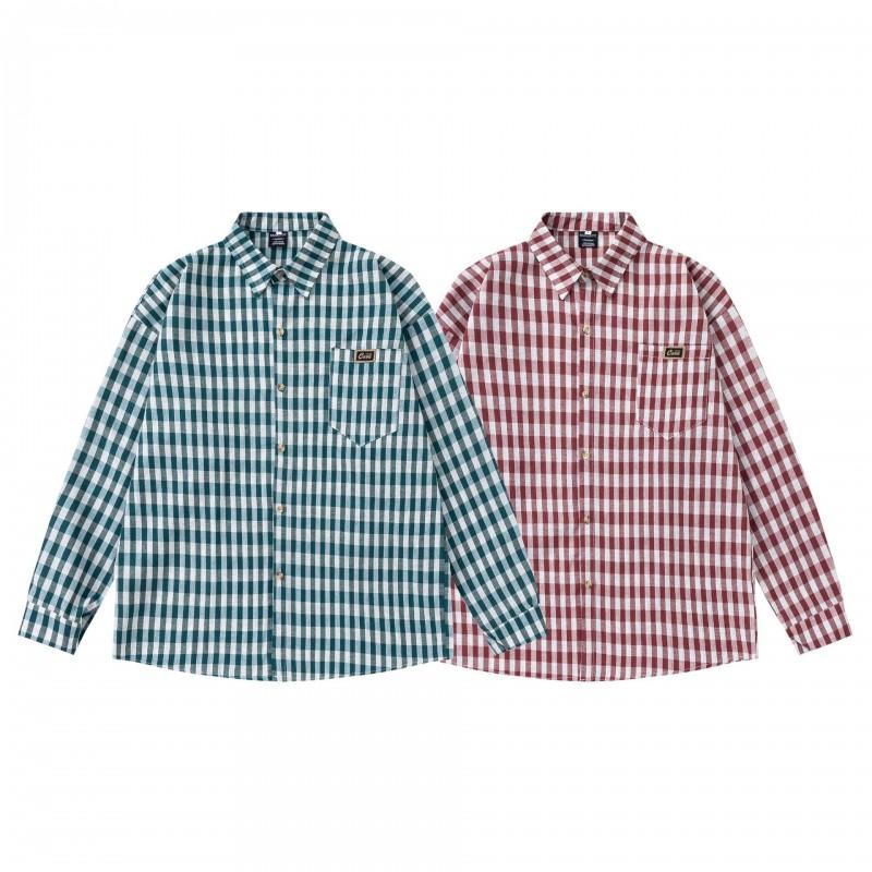 Mens Long Sleeve Striped Shirt American Retro Casual Loose Fit Couple Blouse
