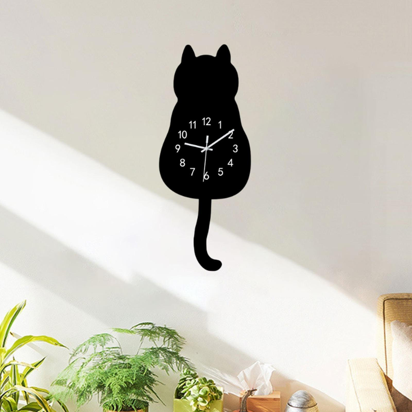 

Акриловые настенные часы с изображением кошки 6,9x17,1 дюйма для столовой, функциональные