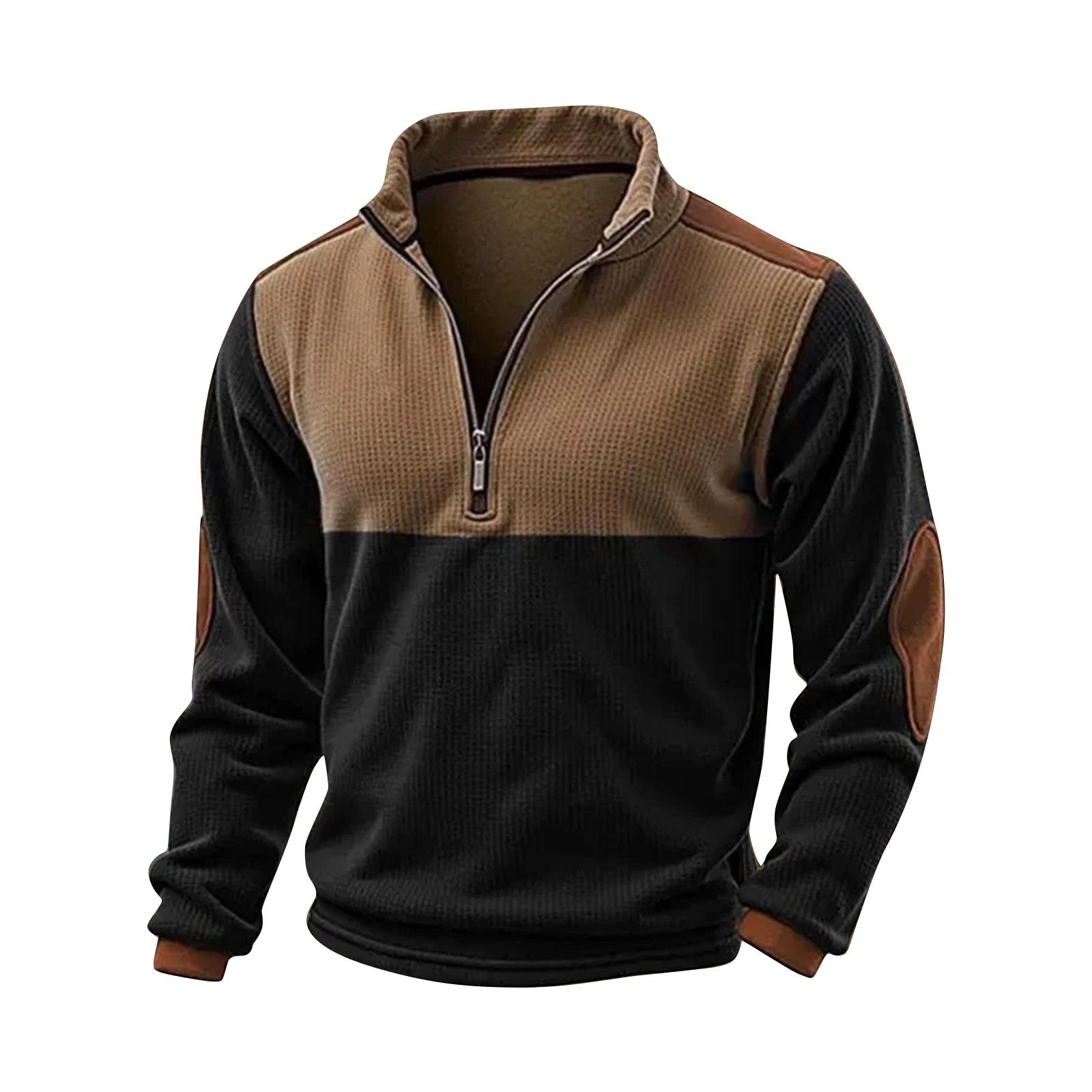 

Мужской свитшот колор-блок на молнии до середины, со стойкой, спортивный, большого размера, повседневный свитшот со стойкой XL