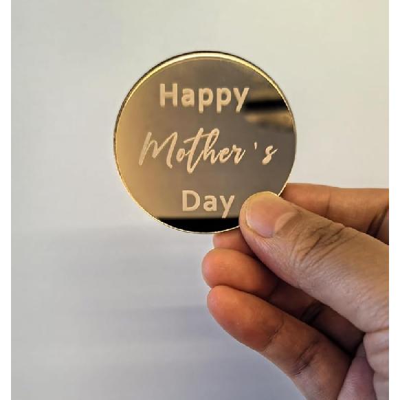 Set of 30 Happy Father's Day Acrylic Cake Cupcake Toppers,Mini Cake Topper Engraved Discs for Birthday Party(Happy Father's Day, Silver Mirror)