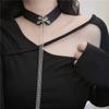 Y2K Gotycki Czarny Choker Naszyjnik Łańcuszek Punk z PU Skórą Regulowana Klamra Kawaii Lolita Cosplay Choker dla Dziewcząt