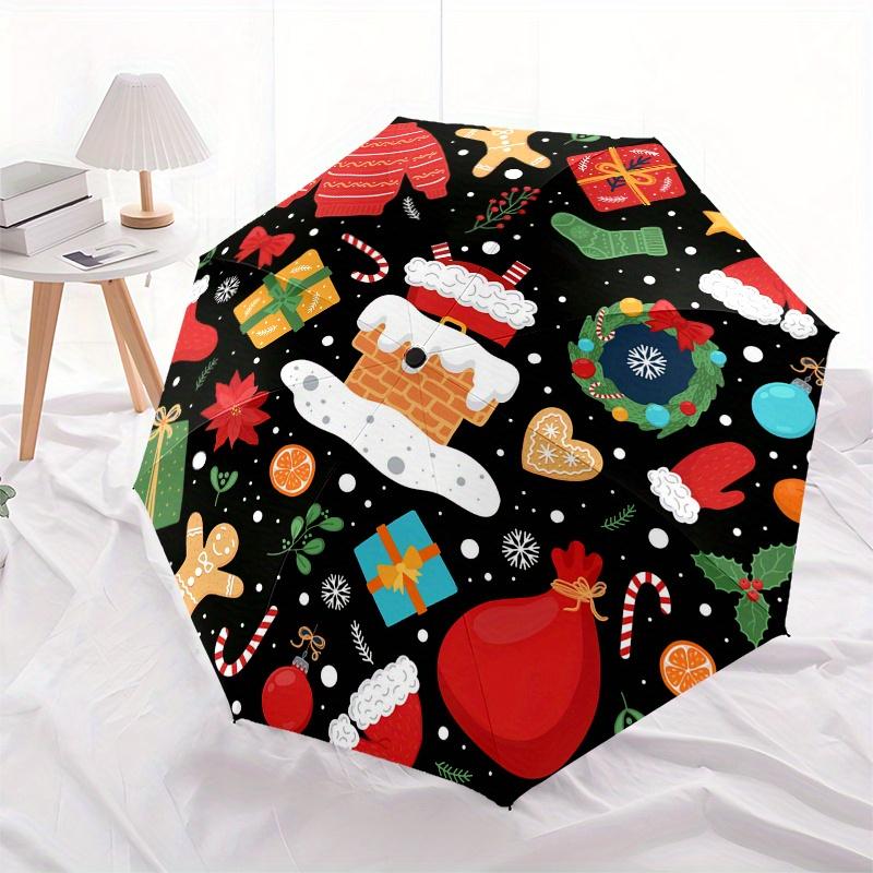 Weihnachts-Feiertags-Schirm, Tragbarer 3-fach Kompakter Schirm, Weihnachtsgeschenk ES422