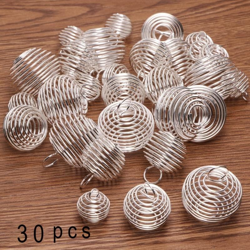 30 Pieces Unique Jewelry Pendant Hollow Ball Spring Pendant Jewelry Charm DIY Necklace Pendants for DIY Necklace Jewelry